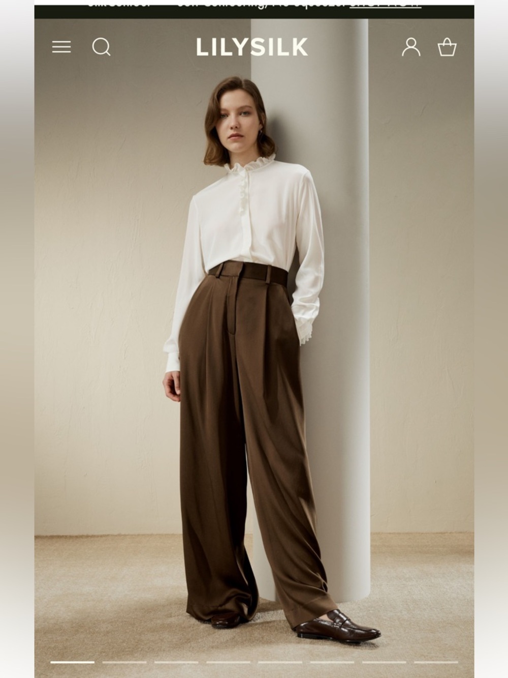 Lilysilk High-waisted wide leg dense silk pants. Size US12